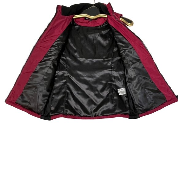 Andrew Marc Womens Puffer Vest Small Burgandy/Black Padded Sleeveless Jacket Zip - Picture 5 of 12